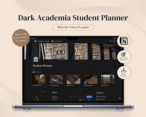 Notion Template, Notion Student Template, Notion College Student Planner, Notion Student Life Dashboard, Dark Academia Aesthetic - Etsy