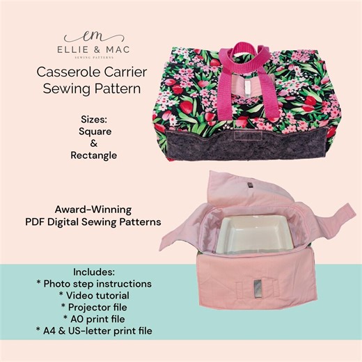 Casserole Carrier PDF Sewing Pattern | Two Sizes | Ellie and Mac - Etsy