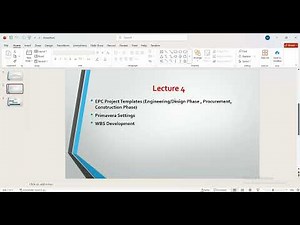 Project Planning & Control Primavera P6 Lecture 4