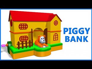 Piggy Bank Cartoon Animations for Kids Video to Learn Money Skills in Preschool and Kindergarten