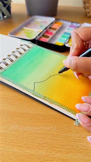 Paint an easy sunset silhouette with watercolour. Easy to follow tutorial , I hope you all enjoy. #watercolourartist #watercolor #watercolourpainting #paintingoftheday #paintingprocess #easyart #arttutorial #easypainting #viralart #artshorts | spicingcolours