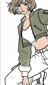 K-Pop Coloring Pages – Short Hair Tactical Dancer Dynamic Floor Pose