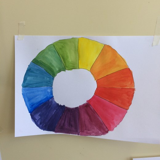 絵の具の混色の基本！三原色で色相環を簡単に楽しく学べる「いろのわドーナッツ」を図工やこども造形教室で実践してます » 甲斐香織公式サイト【母画家道】