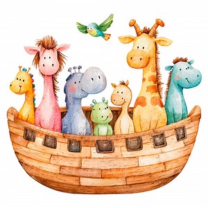 14 Cartoon Noah's Ark, Nursery Noah's Ark, Printable Watercolor Clipart, High Quality PNG/JPG, Digital Download, Paper Craft, Junk Journals - Etsy