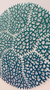 Cerulean Coral Circle (2024). Freehand machine embroidery on water soluble fabric. Shadow mounted and framed behind museum glass. A special piece commissioned for a super special person. Happy birthday Liz ❤️ #sculpturalembroidery #meredithwoolnough #coralart | Meredith Woolnough Artist