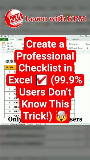 Create a Professional Checklist in Excel ☑️ (99.9% Users Don’t Know This Trick!) 🤯 #shorts #excel