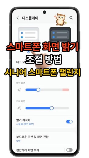 스마트폰 화면 밝기 조절 방법 시니어 스마트폰 챌린지#스마트폰챌린지#시니어스마트폰#화면밝기조절#스마트폰기초#디지털공부#평생학습#70대도전#연지의도전#스마트폰배우기#유튜브쇼츠