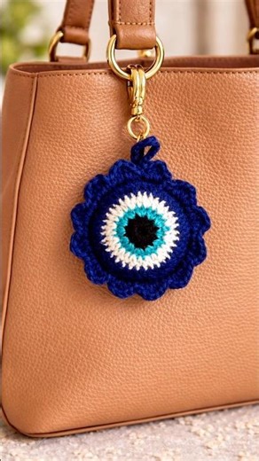 Crochet evil eye bag charm or key chain/ key ring.
