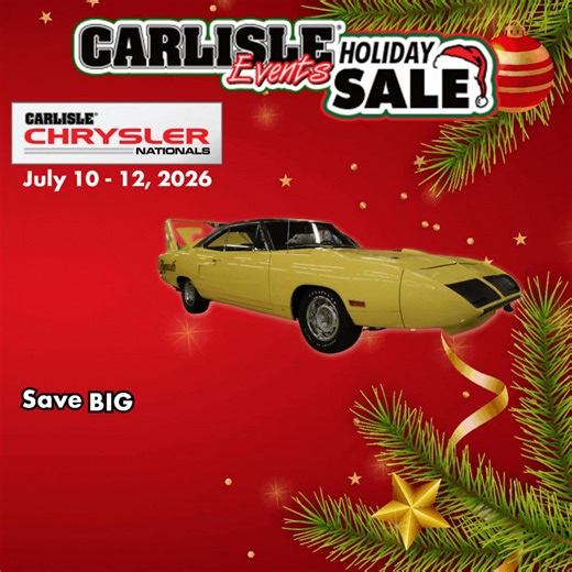 It's that time of the year; the season of giving…and what better gift than access to a world-famous Carlisle Events car show! The annual Carlisle Events Holiday Sale runs Black Friday (November 28) through Monday, January, 5. With it, you can get and give the gift of car show fun, all at a discount! Don't miss out BIG savings off Showfield Registration for next summer! Witness the packed grounds with savings on Spectator Admission tickets, Multi-Day Event Passes, AND Season Passes! See incredibl