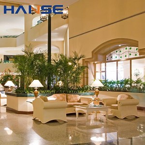 [Hot Item] 5 Star Luxury Design 5 Star Luxury Design Wooden Lounge Leather Sofa Modern Hilton Hotel Lobby Furniture Sets