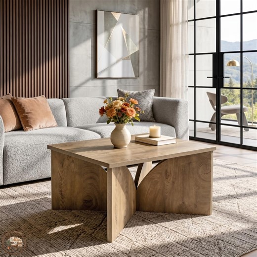 Square Farmhouse Coffee Table, Rustic Wood Grain Finish Center Furniture - Etsy