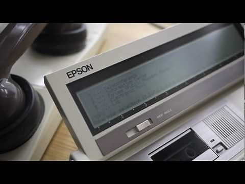 Epson PX-8 and Acoustic Coupler CX-21 Connecting to Dial up BBS
