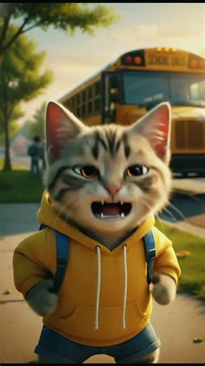 Heartbreaking! Cute Cat Misses the School Bus 🥺💔 #shorts