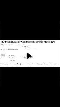 Nonlinear Programming Problem W equality Constraint 1 مسألة برمجة غير خطية بقيد يساوي ١