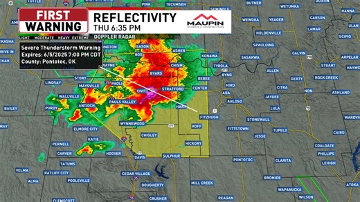 4.3K views · 18 reactions | Our lone severe storm continues to have a damaging wind and large hail threat as it moves through Garvin County. #okwx | KOKH FOX 25 News, Oklahoma | Facebook