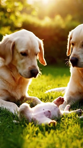 Golden Labrador Family Playing With Puppies 🐶💛 | Cutest Dog Love Moments Ever #doglove #animals