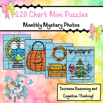 120 Chart Puzzles | Hundreds Chart | Numbers to 120 Game | Whole Year | Stations