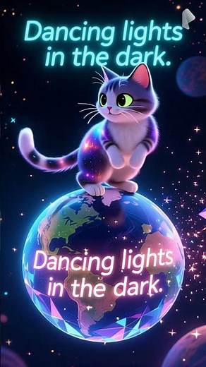 Cosmic Cat Sparkles 🌌😺 | Dancing Lights in the Dark