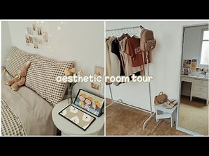 Cozy room tour 🧸 Korean style and pinterest inspired ♡ Aesthetic Room Tour 🐻 Milk Latte Theme Room