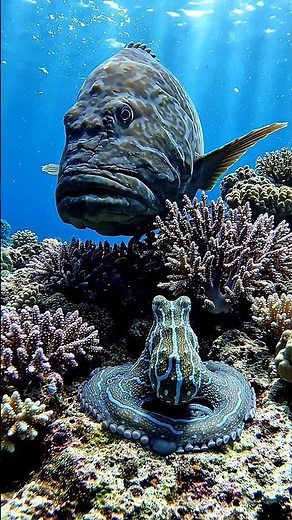 Giant Grouer vs Octopus! 😱 Underwater Battle Caught on Camera 🐟