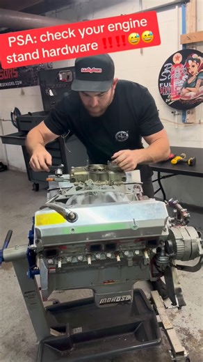 Cord Collins | Epic fail 😅 check your engine stand hardware kids. Don’t be like me. #fail #mopar #dropitlikeitshot #c3performance #quality | Instagram