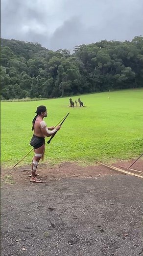 Aboriginal Spear throwing at kangaroo target #aboriginal #native #australia #kangaroo #throw