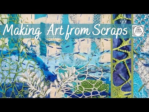 Fabric Art, use scraps creatively to make a collage for embroidery. #textileart #craft #stitch