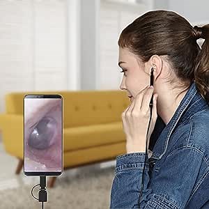 Black Portable Mobile Phone Endoscope, Camera Visible Ear Spoon Auditory Meatus for Windows PC/for Android Type-C Phone Endoscope