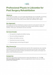 Professional Physio in Lidcombe for Post Surgery Rehabilitation - SlideServe