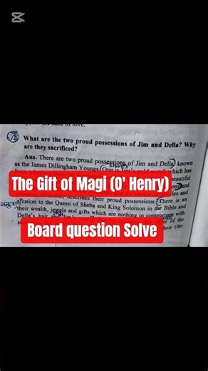 The Gift of Magi (O' Henry)| Board question Solve|Honer's 1 st year|BA in English