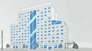 Digital Twin (BIM) of a multi-family residential building, advanced schematic representation of the Architectural discipline.