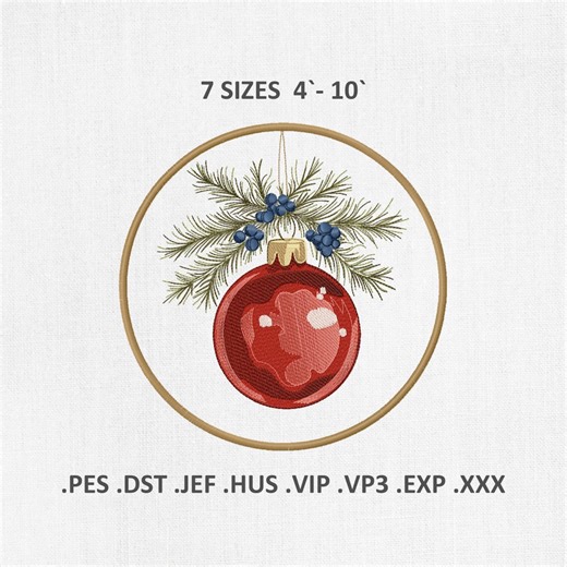 Christmas Ball Machine Embroidery Designs, Winter Ornament PES DST Files - Etsy