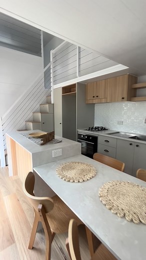 Come with us as we take you through the kitchen in our STORM tiny home! 😍 As you can see, there’s no shortage of storage in this tiny home! This kitchen comes standard in our Storm model, and features an island bench with a breakfast bar and a built in dining table 👏🏽 What would you customise in this kitchen? Let us know in the comments! 📞 0418 293 757 📧 hello@havenwood.com.au 📍 Albion Park Rail, NSW 🚛 Delivery Australia wide! #Tinyhome #tinyhomeonwheels #tinyhouse #tinyhouseonwheels #aus