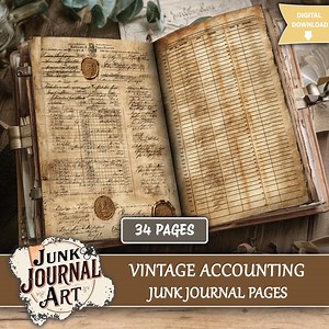 Old Ledger Junk Journal Printable Pages - Vintage Accounting Ephemera Kit , Grunge Office Paper - Etsy