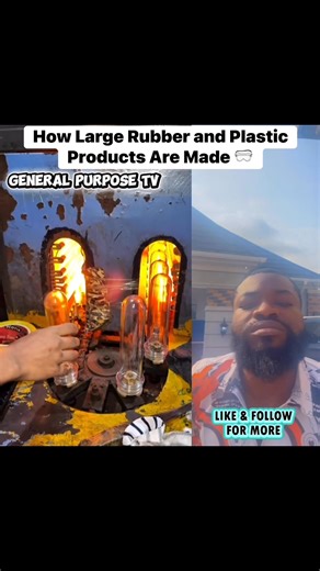 Rubber Products Raw rubber (natural latex or synthetic from petroleum) is mixed with additives like carbon black and sulfur in a process called compounding. For large items: • Continuous shapes (hoses, belts, sheets) are made by extrusion or calendering, then vulcanized (heat-cured) for strength. • Complex large items like tires are built by assembling extruded/calendered layers (tread, sidewalls, steel beads) on a drum, then cured in a giant heated mold under pressure. Plastic Products Plastics