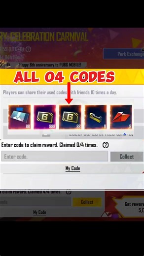 4th redeem CODE is Here🤩 New character vouchers all redeem codes ✅ #pubgtopsecrettricks