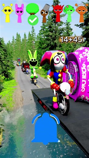 Four Trucks Transporting cars with Flatbed Trailers | Cars vs Speedbump vs Train vs Pothole #000