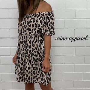 The Alisha Dress in Leopard print - love this dress! A great shape, a really good length, and we loooove the neckline. You can wear it on or off the shoulder. LOVE x x Shop HERE: https://www.vineapparel.com/collections/dresses/products/alisha-dress?variant=39608323080326 | Vine Apparel