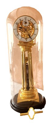 Incredible Coil Spring & Fusee Powered 24K Skeleton Clock With Glass Dome | eBay