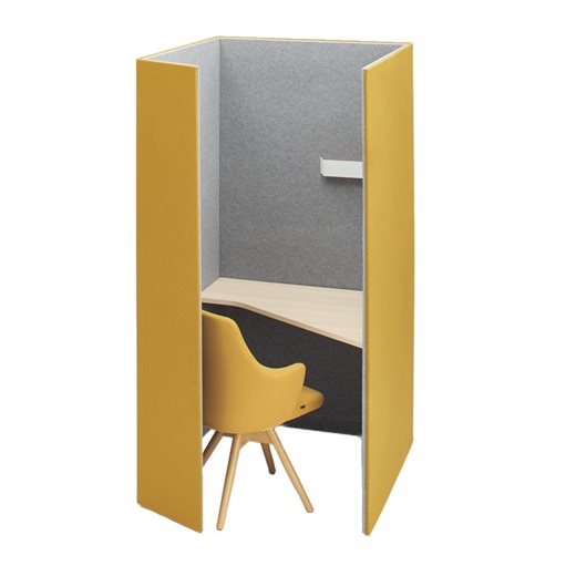 1.1K views | drape is a minimal-sized pod with sound-absorbing capability. It takes up as little as four carpet tiles to build and transform open offices into a hub of concentration. The outer side of the two-toned panels are colored with brighter hues to uplift the office, while the inside panels are covered with a calming gray tone.#Okamura #office #officedesign #officespace #designer #design #drape #pod #booth #phonebooth | Okamura Corporation | Facebook