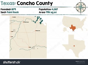 Detailed Map Concho County Texas Usa Stock Vector (Royalty Free) 1085279657 | Shutterstock