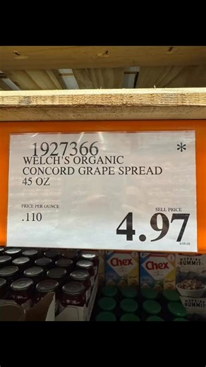 2.3K views |  WELCH’S ORGANIC Concord Grape Spread Classic, fruity, and oh-so-delicious spotted on clearance at Costco in Tukwila, WA! Perfect for PB&J, baking, or spreading on toast 索龎 45 oz jarGrab it while it lasts! #Welchs #CostcoFinds #CostcoDeals #OrganicSpread #CostcoClearance #GrapeGoodness | Costco Deals Online | Facebook