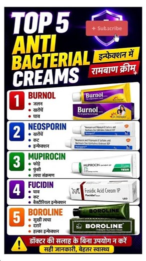 Top 5 Anti Bacterial Creams & Their Uses | Burnol, Neosporin, Mupirocin, Fucidin, Boroline | #shorts