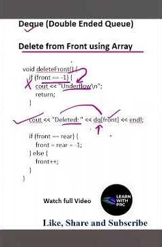 Delete from Front using array | Deque #dsa #datastructuresandalgorithms #datastructures #dsatutorial