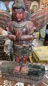 Standing Hand Craving Garuda Statue, Hand Painted Old Wooden Garuda Figurine, Garuda Statue, Lord Vishnu Vehicle Statue, Lord Garuda Idol - Etsy