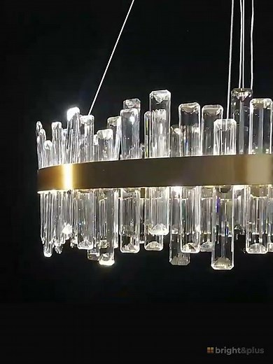 Orbit Luxury Modern Chandelier Round Gold Crystal LED Light
