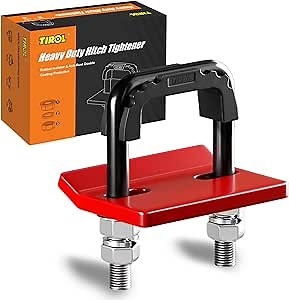 TIROL Hitch Tightener Anti-Rattle Clamp - Heavy Duty Hitch Stabilizer for 1.25" to 2" Trailer Hitches Reduce Movement on Hitch Mount Hitch Tray Cargo Carrier Bike Rack, RV Trailer Accessories (Red)