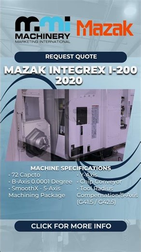 Mazak Integrex I-200 (2020) #MMI #Mazak #usedmachinerydealer