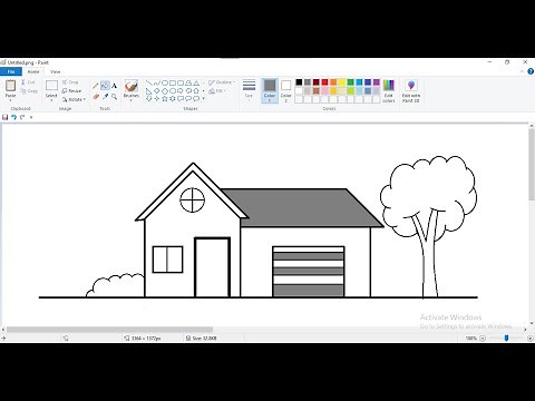 How to draw a house in computer using ms paint || house drawing.