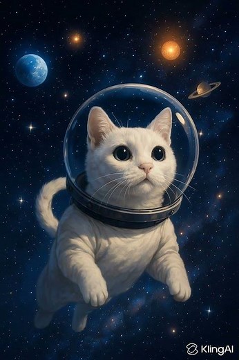 #猫動画 #aivideo #宇宙 #宇宙飛行士 #猫 #癒し #catshorts #spacecat #cutecat #白猫の冒険